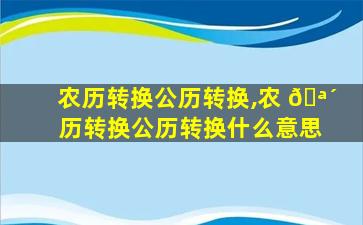 农历转换公历转换,农 🪴 历转换公历转换什么意思